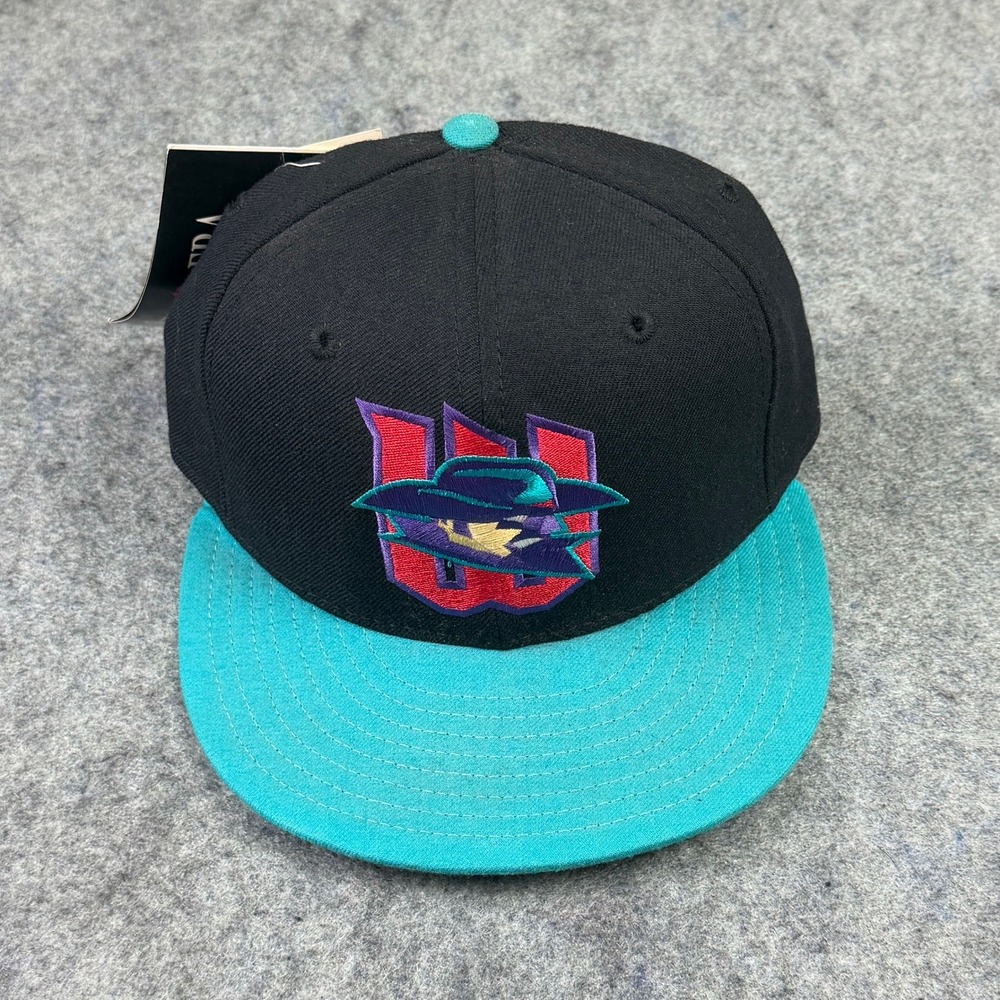 Vintage New Era 5950 Fitted Hat Size 7 Minor League Baseball Black Teal Wool USA